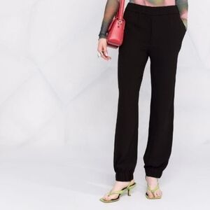 Ganni Black Crepe Jogger Trousers 40